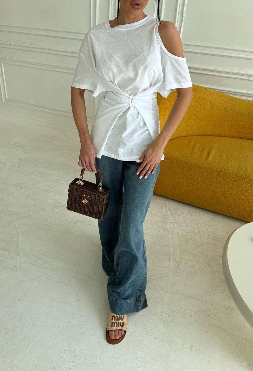 футболки белые,футболки брендовые,летние футболки,асимметричная футболка