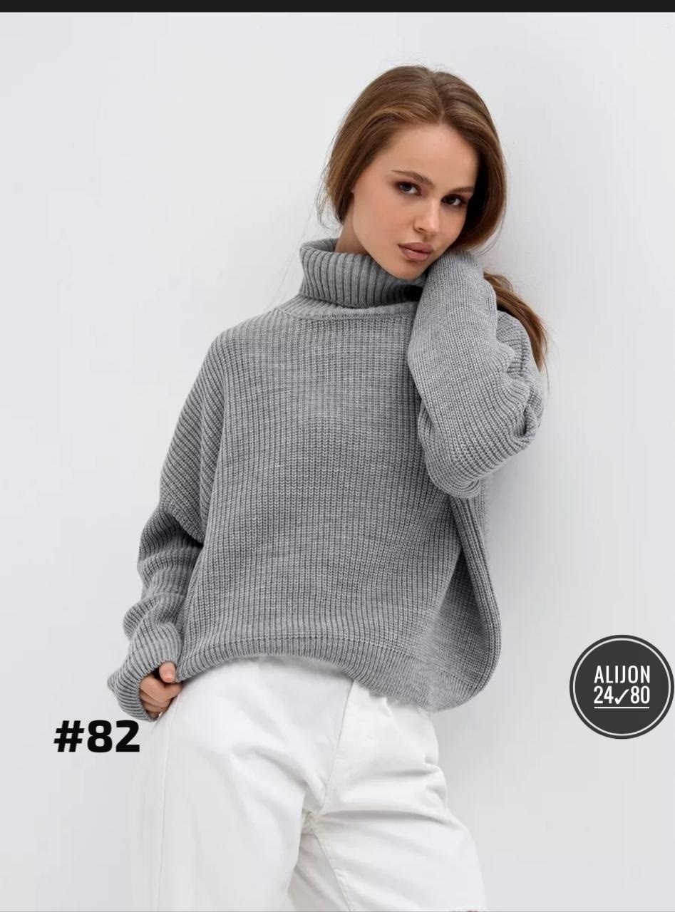 свитер вязаный оверсайз с горлом кк fashion,женский свитер,свитер оверсайз с горлом укороченный apero knit&home,вязаные свитера женские,свитер розовый