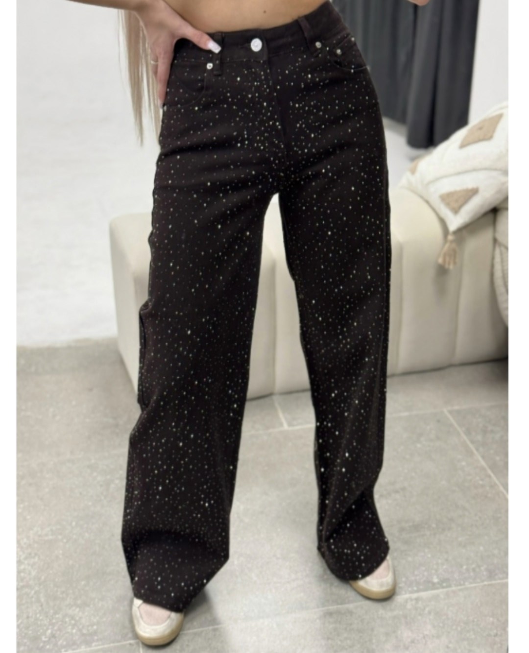 джинсы со стразами,джинсы прямые со стразами черные le o 222675248,женские джинсы со стразами,джинсы со стразами широкие палаццо стрейч fashion vogue,джинсы с пайетками