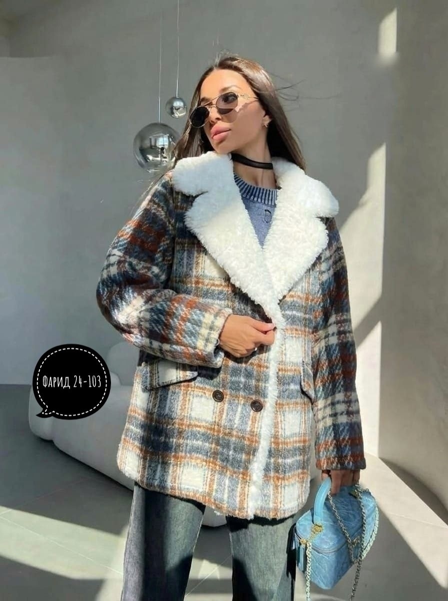 пальто в клетку демисезонное,пальто демисезонное короткое полупальто,полупальто в клетку,пальто в клетку демисезонное с мехом asl shop,дублёнка с пушистым воротником и клетчатой расцветкой