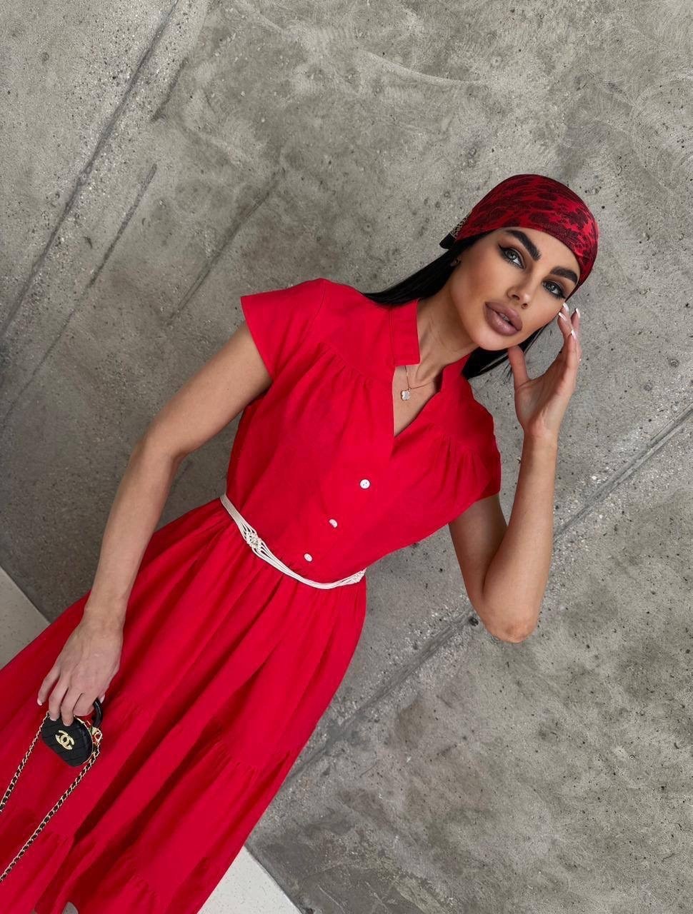 платье макси,платье из льна,платье красное,платье льняное женское,платье pavlova 006 коралловый