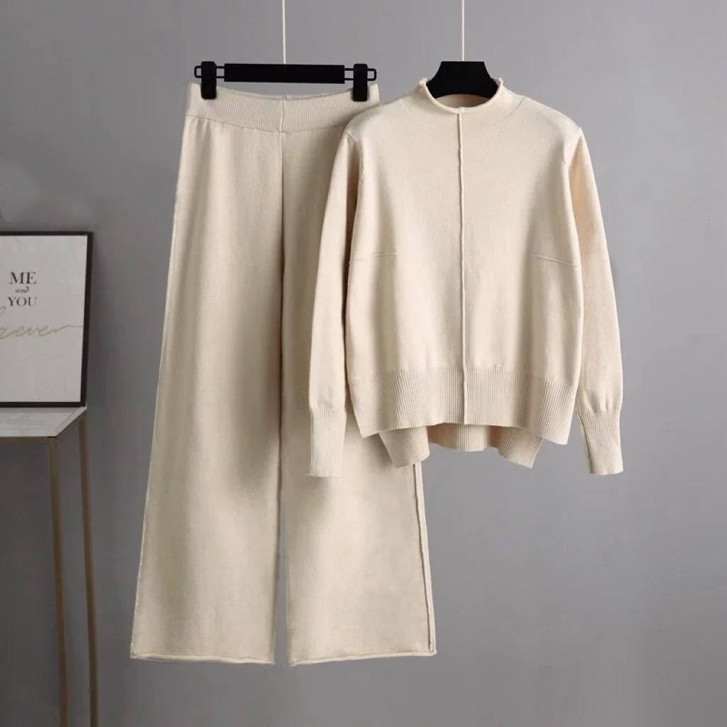 свитер с широкими штанинами,брюки комплект,свитер и брюки,брюки с широкими штанинами,повседневные брюки