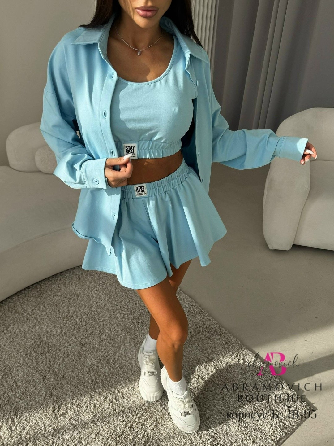 костюм голубой,костюм женский,женский костюм шорты,костюм тройка женский,костюм с шортам