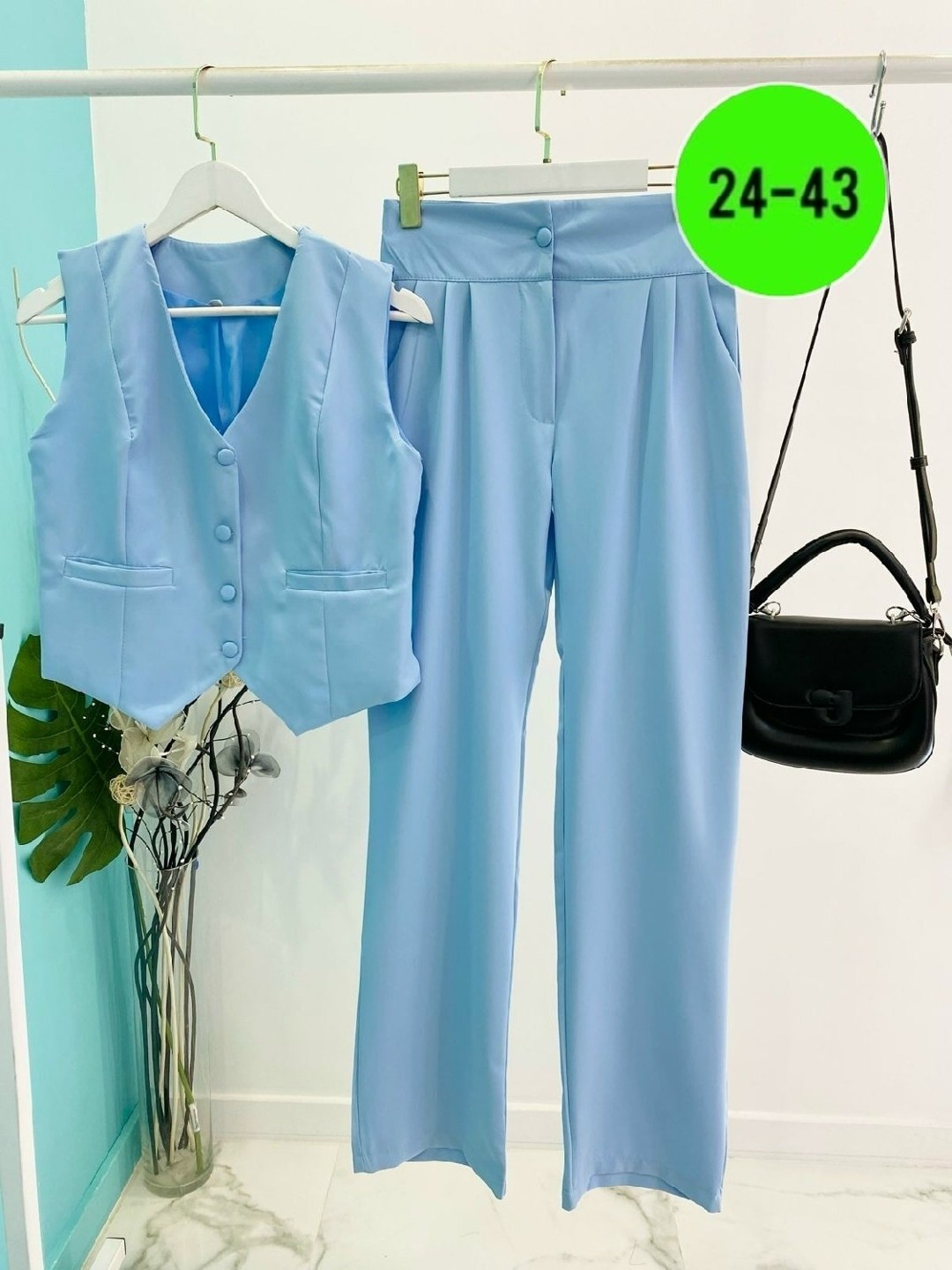 женский комплект из жилета и широких брюк,костюм с жилетом брючный классический ne.skromno,модный костюм жилет широкие брюки повседневный,костюм жилет и брюки,костюм женский с жилеткой