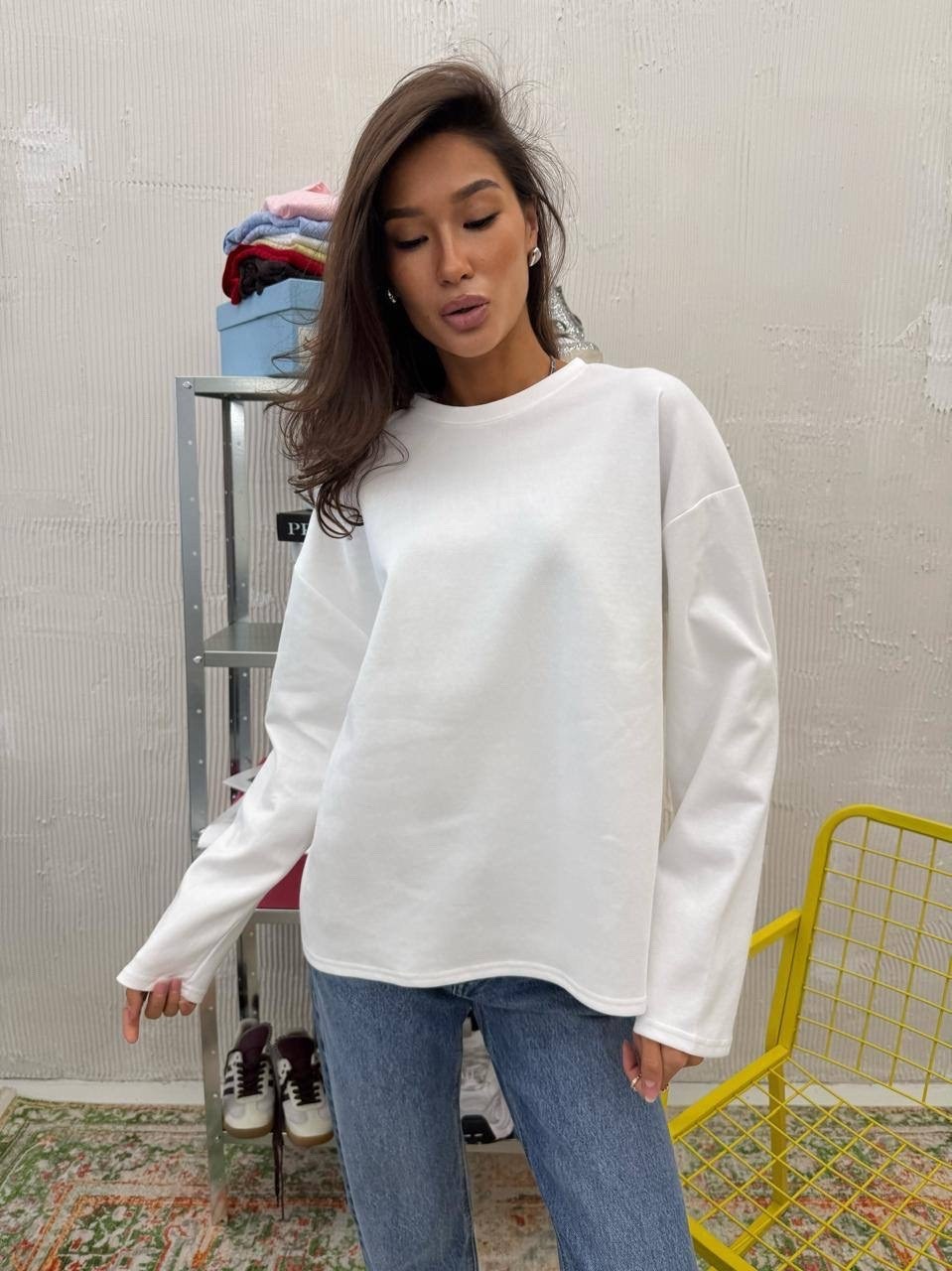 свитшот женская,модная толстовка,однотонная толстовка,свитшот с круглым вырезом,женские кофты