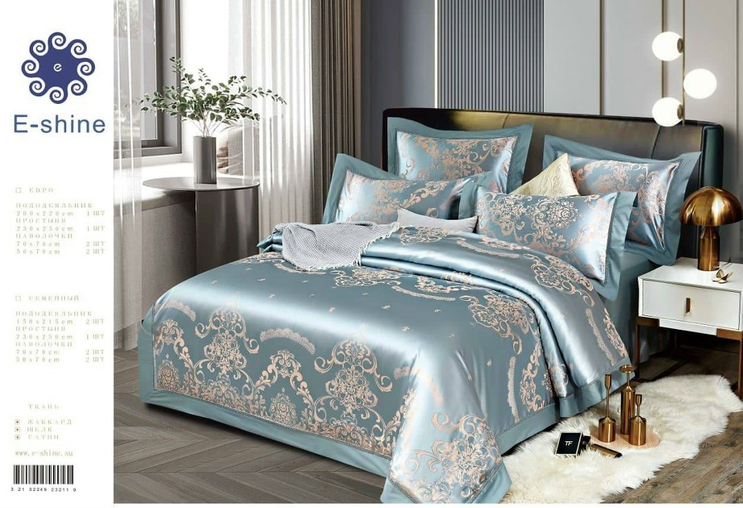 постельное белье комплект евро сатин жаккард шёлк,постельное белье комплект евро сатин жаккард,e-shine постельное белье,постельное белье e shine сатин,постельное белье сатин жаккард