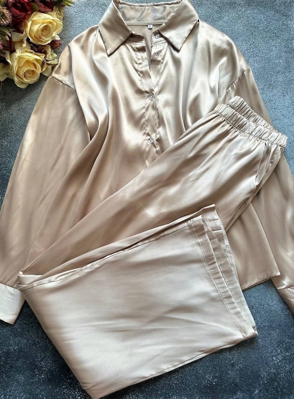 шелковый костюм,пижама для женщин,бежевый брючный костюм женский,атласный костюм,атласный брючный костюм