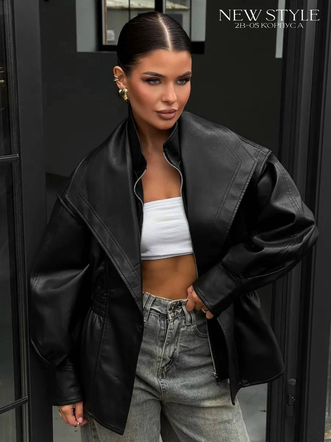 косуха куртка кожаная оверсайз демисезонная удлиненная mayberry,женская кожаная куртка,кожаная куртка,куртка косуха,куртка из экокожи