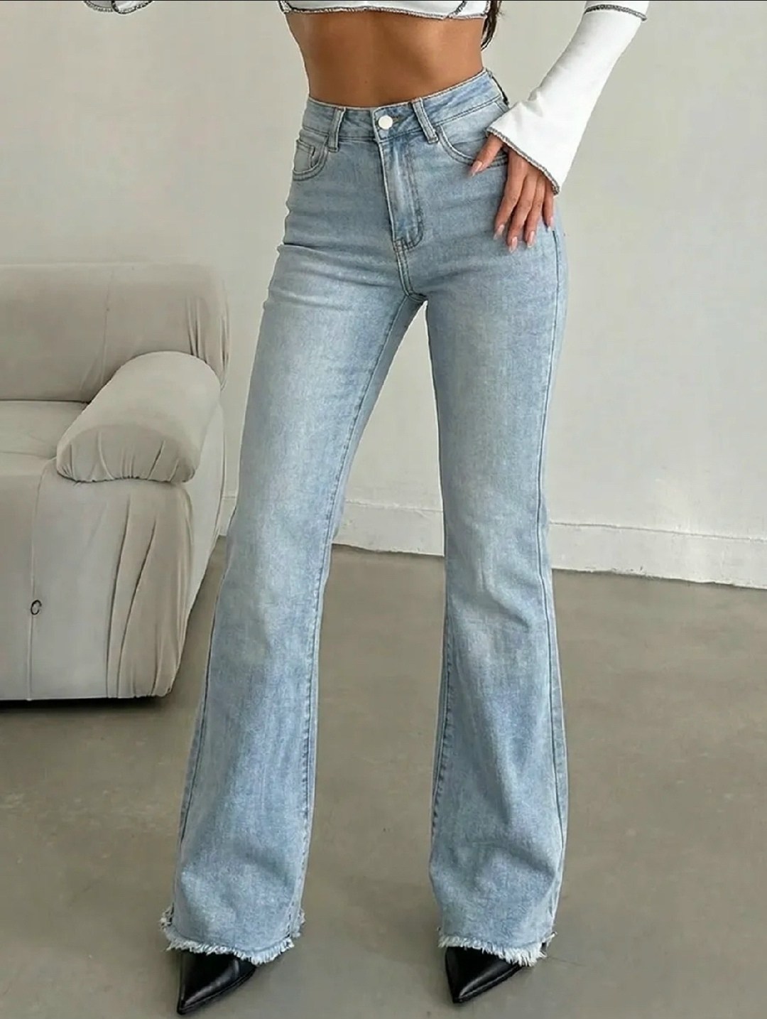 джинсы клеш с высокой посадкой glanada,джинсы клеш женские,джинсы-клеш от колена,женские джинсы,джинсы клёш