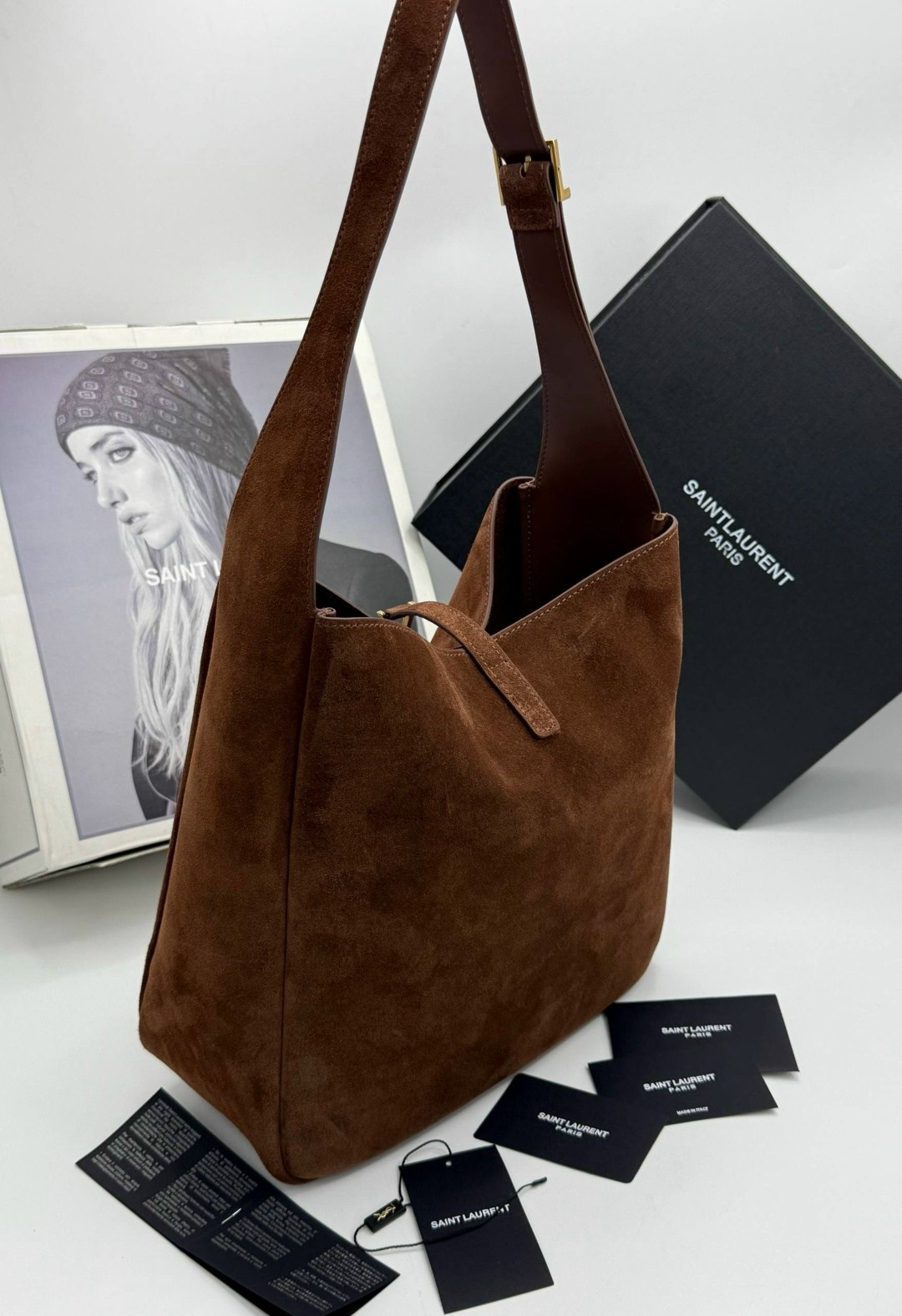 кожаная сумка-хобо le 5 à 7 saint laurent коричневый,замшевая сумка,замшевая сумка женская,yves saint laurent женская замшевая сумка 37x29 см,сумка saint laurent