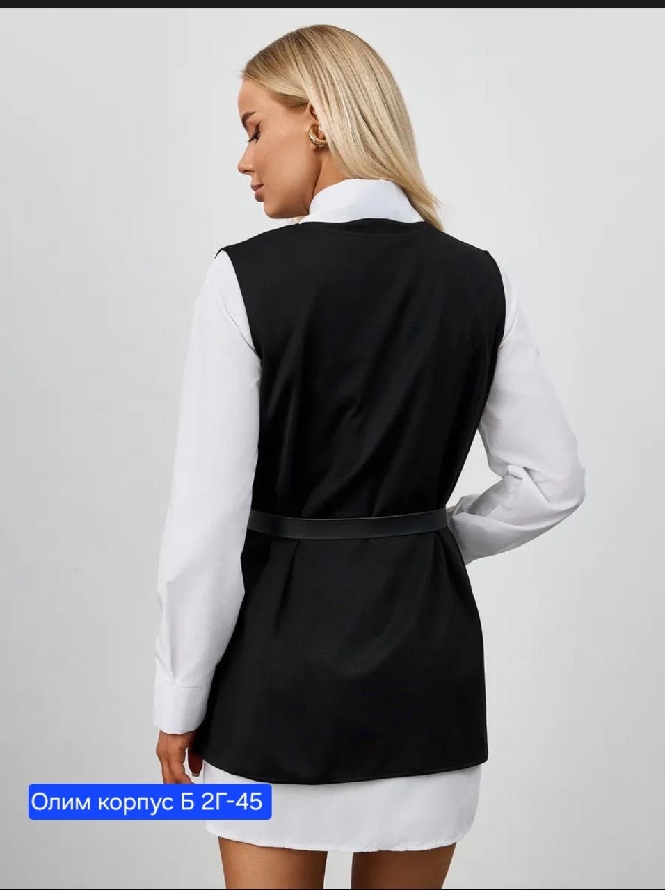 офисное платье рубашка с жилетом chica chic,костюм женский,платье-рубашка с жилетом,платье женское,платье рубашка офисное короткое viamia 239359928