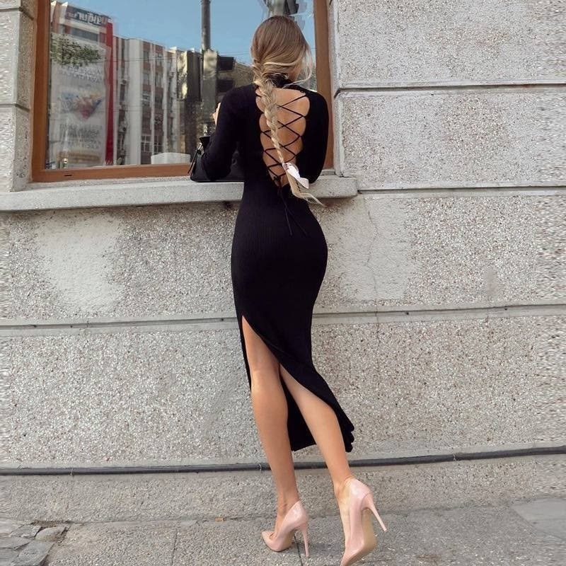 платье с открытой спиной,стильное платье,модное платье,повседневные платья,черное платье