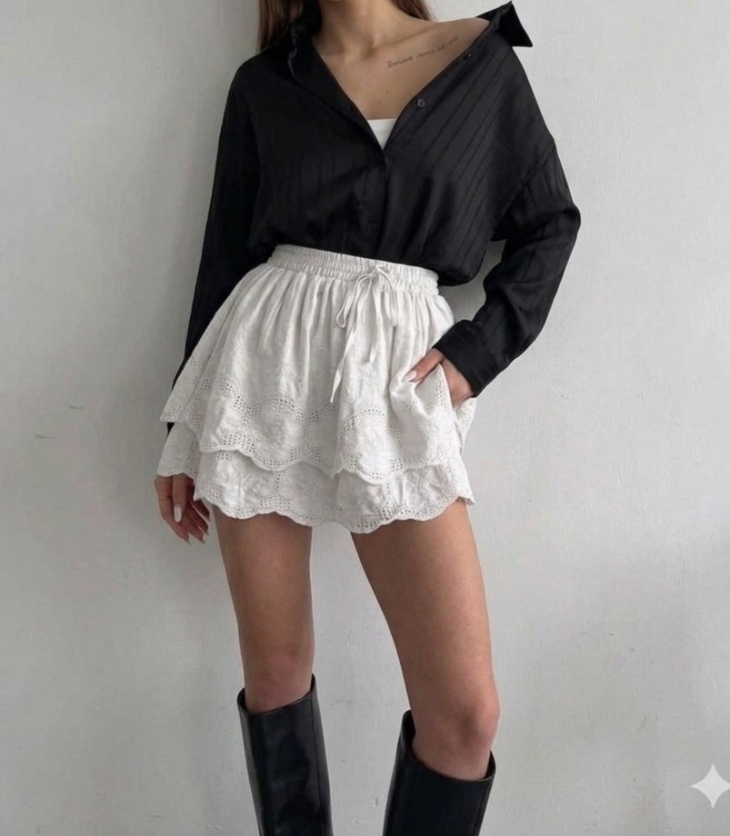 юбка с оборками,юбка с рюшами,короткая юбка в рубчик с рюшами,юбка,кружевная юбка