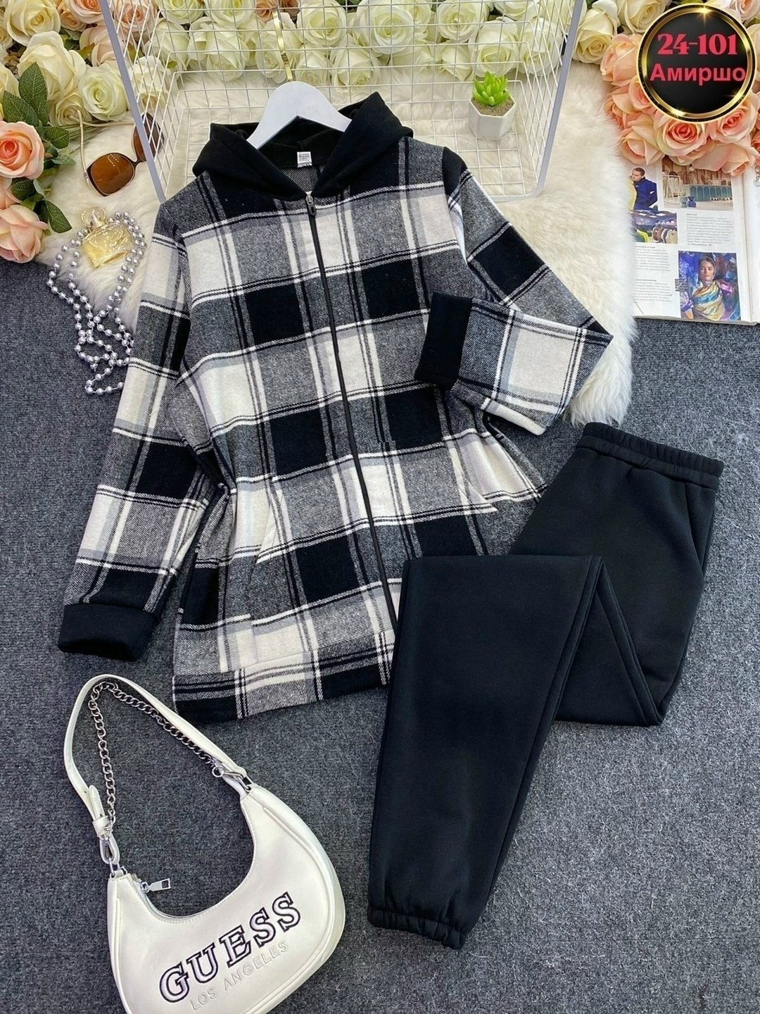 костюм женский,рубашка оверсайз теплая в клетку удлиненная amy store,женский костюм на флисе,костюм женский теплый,костюм женский тройка