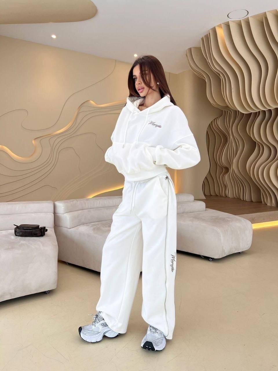 спортивный костюм,костюм спортивный женский,костюм спортивный оверсайз со штанами палаццо и зип худи micca 412863416,женский костюм,cпортивный костюм женский на флисе