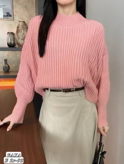 джемпер вязаный оверсайз braga 54431884,свитер женский,джемпер вязаный оверсайз,джемпер розовый,свитер вязаный