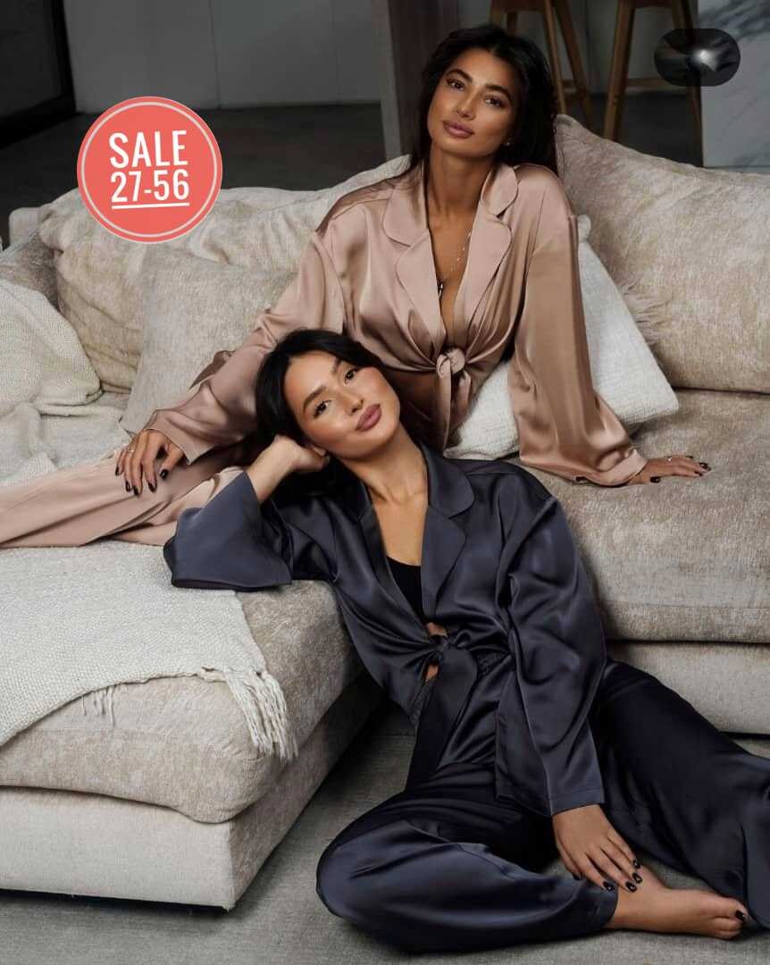 шелковая женская пижама,комплект домашний женский queenderwear zhadi серый m,костюм брючный,пижама со штанами шелковая,костюм в пижамном стиле из премиального шелка черный