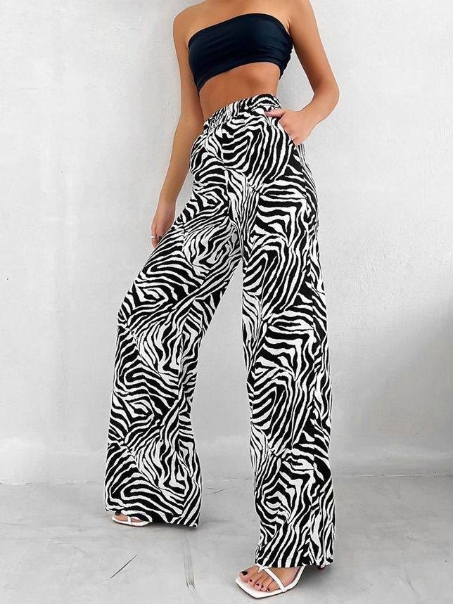 брюки jyate женские с принтом зебры,брюки с принтом зебра,брюки зебра,образ брюки палаццо зебра,брюки зебра широкие