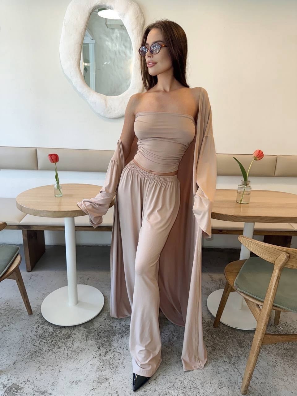 брючный костюм,костюм тройка (кардиган + топ + брюки) цвет черный,костюм тройка (кардиган + топ + брюки),,женский костюм