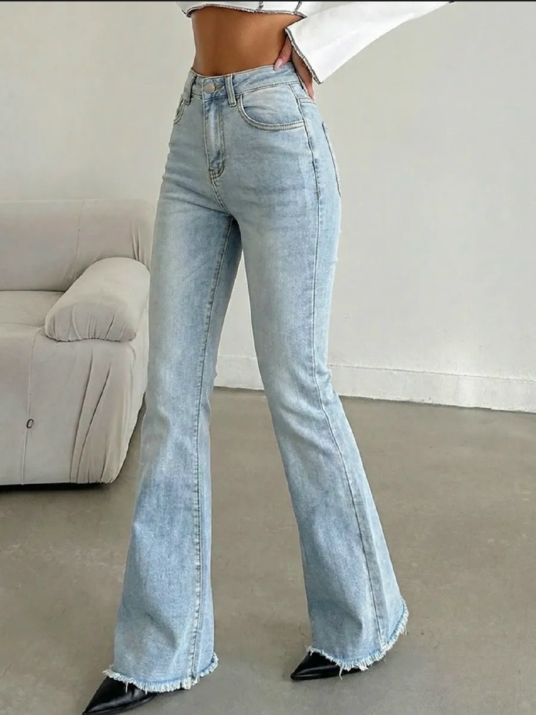 джинсы клеш с высокой посадкой glanada,джинсы клеш женские,джинсы-клеш от колена,женские джинсы,джинсы клёш