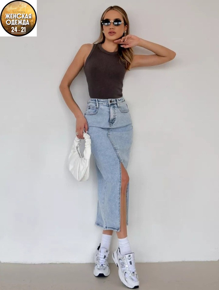 модели джинсовых юбок,джинсовая юбка,юбка джинс,джинсовая юбка макси с разрезом спереди,юбка джинсовая миди с разрезом katrin-trend