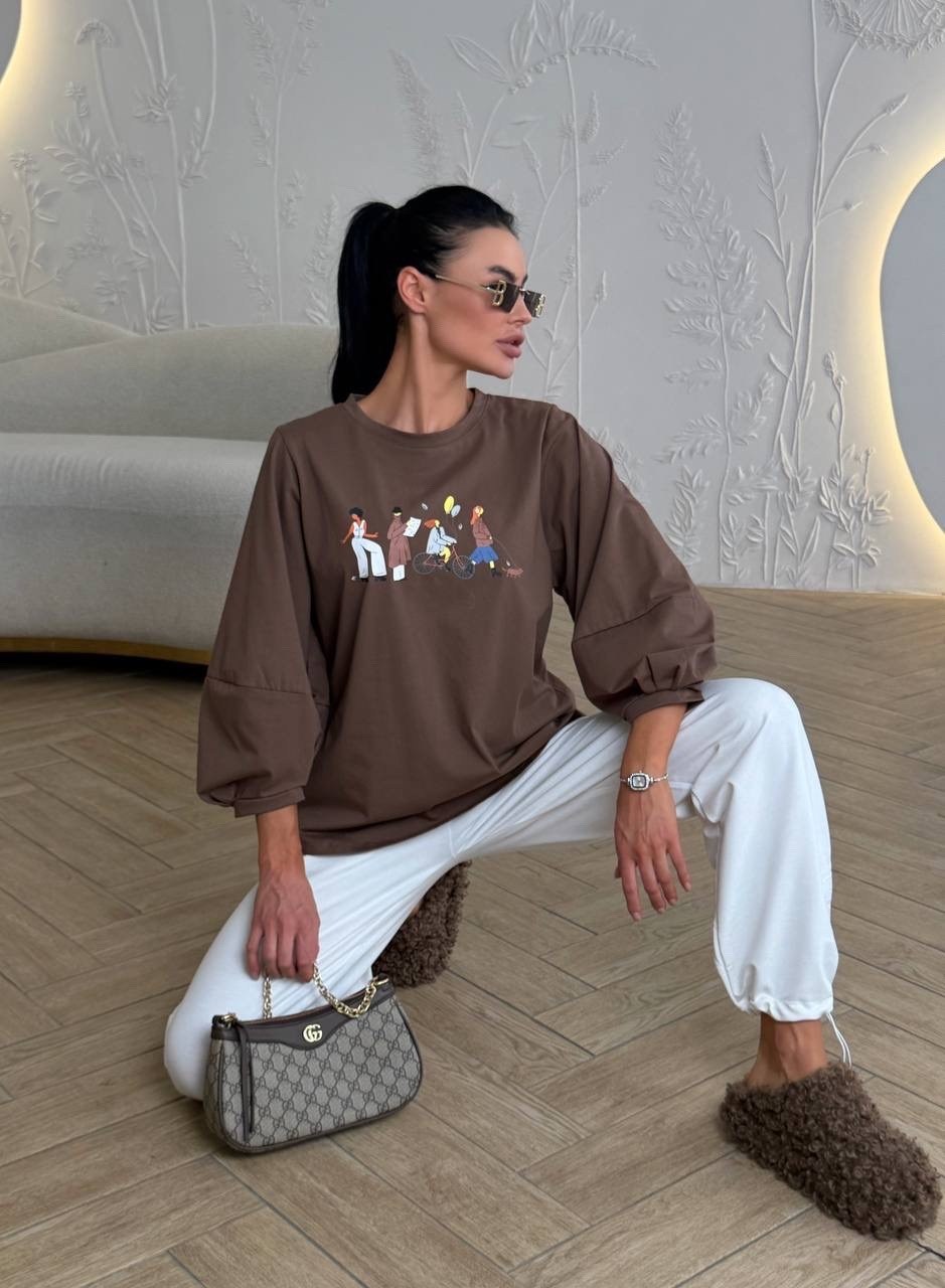 свитшот женская,футболка удлиненная туника оверсайз la brisa 253930077,кофта оверсайз,женская кофта,свитшот кофта