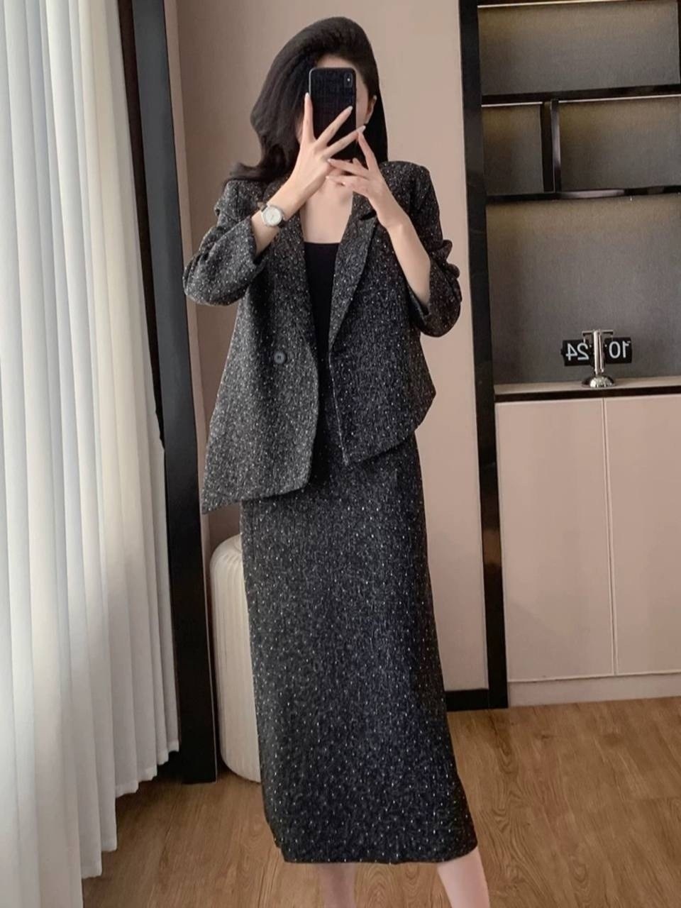 женский твидовый костюм из двух предметов,женский твидовый костюм из двух предметов wigadfhk,модный костюм,костюм с юбкой,костюм женский с юбкой