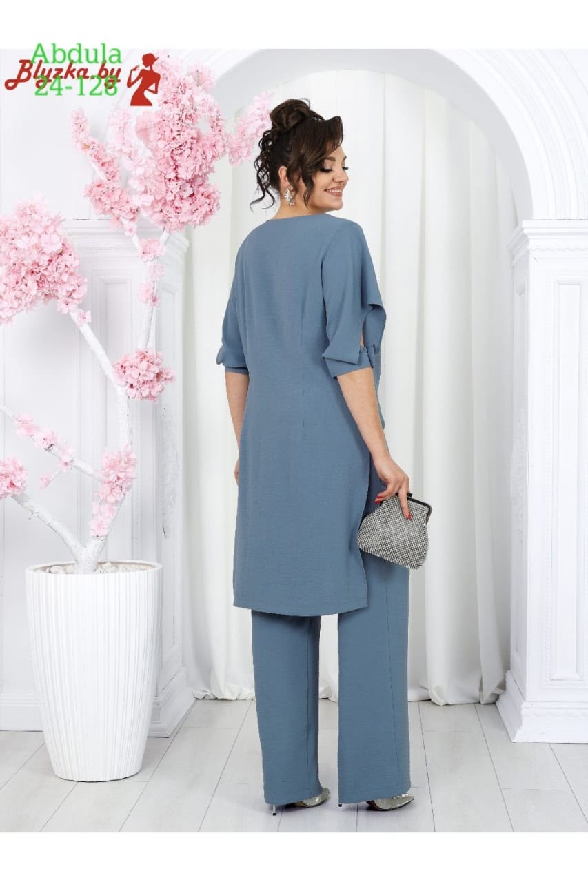 брючный костюм нинель шик 6051 синий двойка,брючный костюм нинель шик 6066 синий тройка,брючный костюм ninele арт: 6051,комплект брючный ninele 6051 синий,брючный комплект ninele 6066 василек