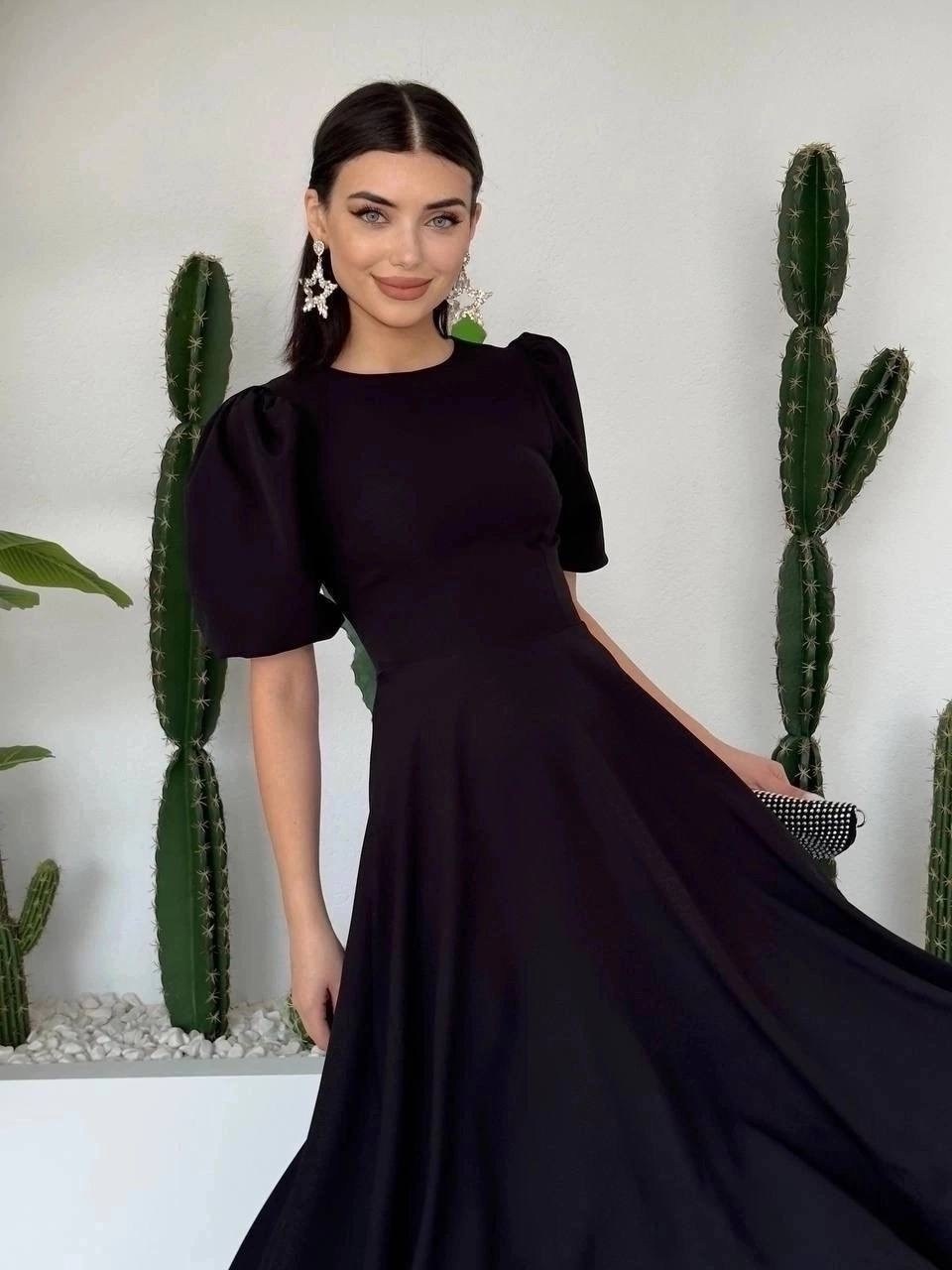 элегантное платье,платье,платье миди,платье миди с рукавами,платье миди с рукавом фонарик