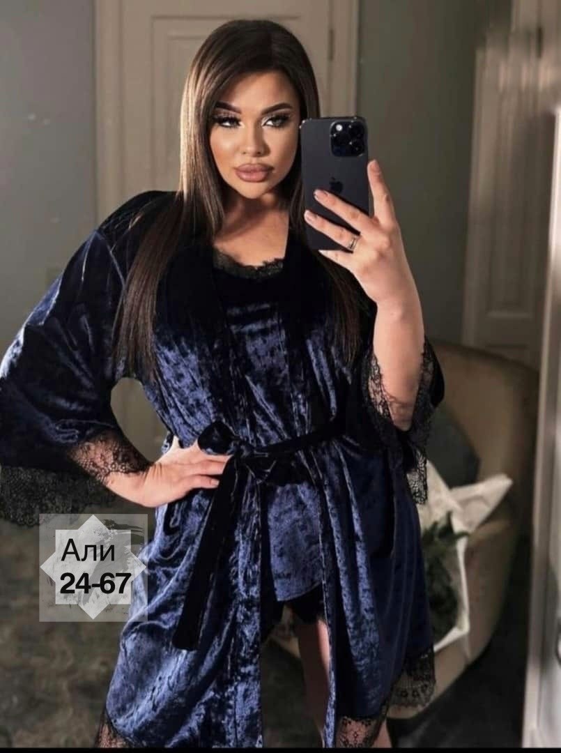 пижама женская комплект,пеньюар женский,пижама со штанами велюровая с халатом 5 в 1 daphna,пижама женская тройка велюровая,женская пижама