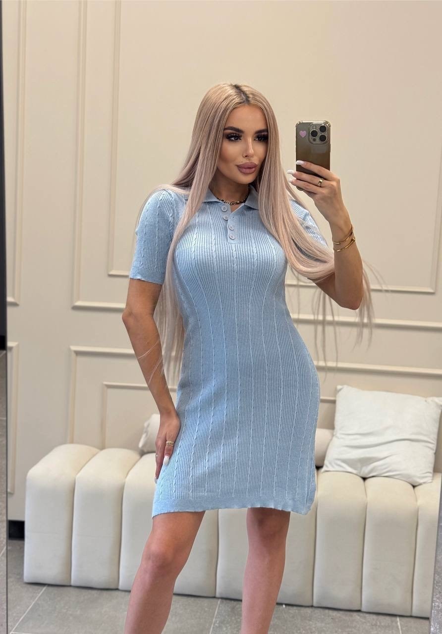 трикотажное платье,платье,трикотажное платье-поло,платье трикотажное приталенное,платье трикотажное мини