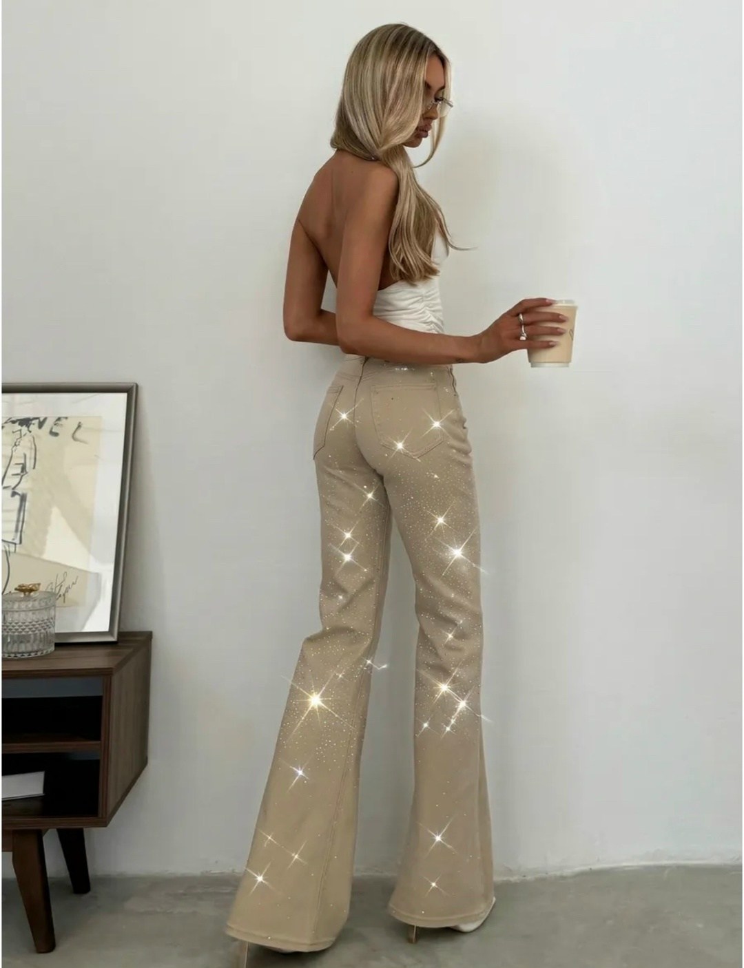 модные брюки,блестящие брюки,блестящие джинсы,джинсы с стразами,брюки клеш женские