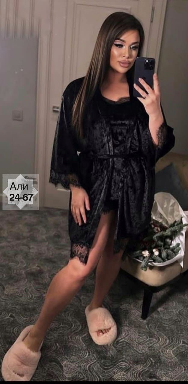 пижама женская комплект,пеньюар женский,пижама со штанами велюровая с халатом 5 в 1 daphna,пижама женская тройка велюровая,женская пижама