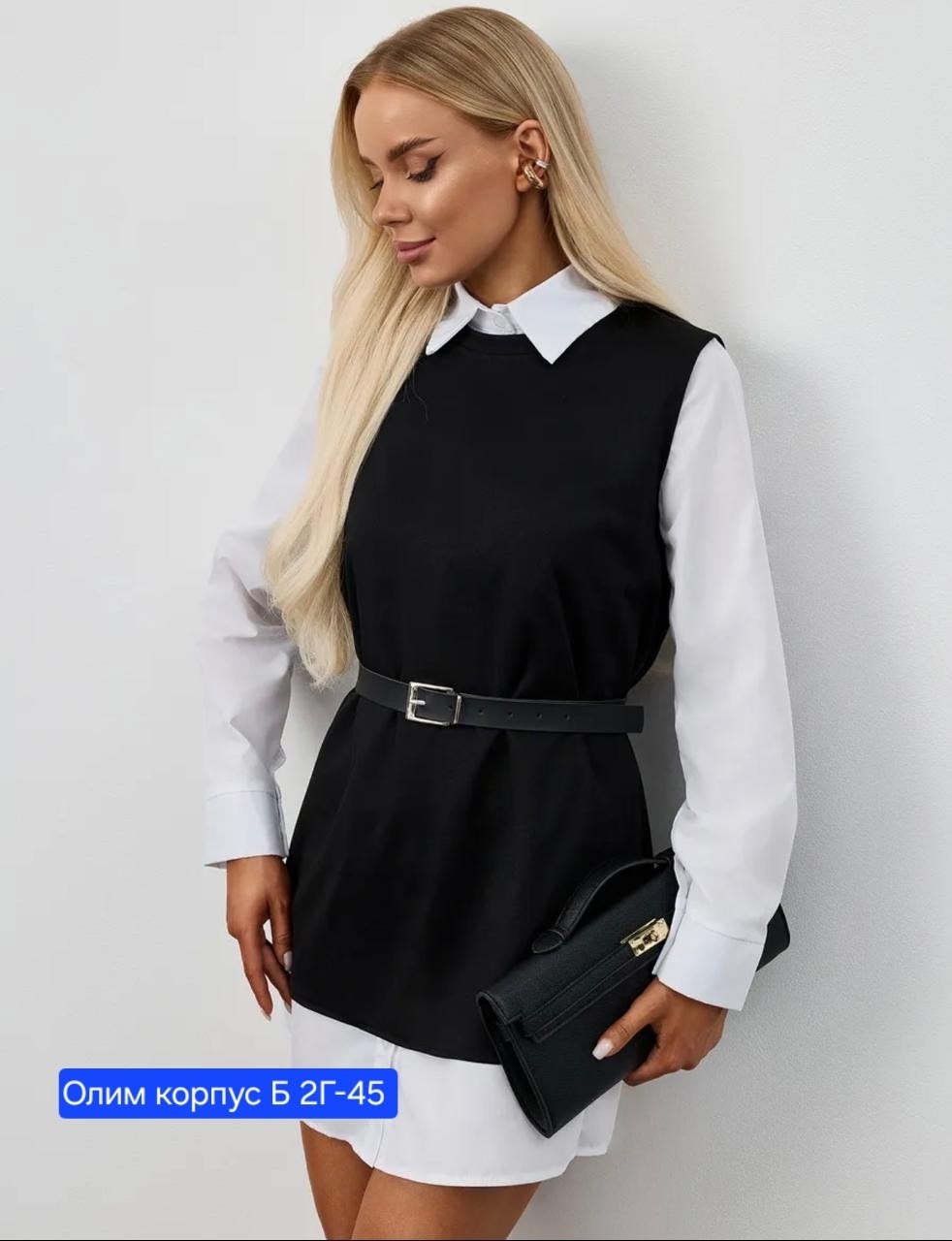 офисное платье рубашка с жилетом chica chic,костюм женский,платье-рубашка с жилетом,платье женское,платье рубашка офисное короткое viamia 239359928