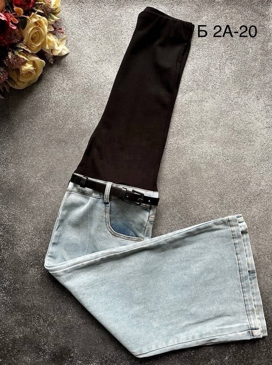 женские джинсовые брюки twotwinstyle,комбинированные джинсы,джинсы модные комбинированные,брюки bpn женские джинсовые с высокой талией,джинсовые брюки