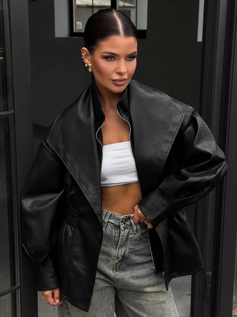 косуха куртка кожаная оверсайз демисезонная удлиненная mayberry,женская кожаная куртка,куртка косуха кожаная,куртка косуха,кожаная куртка