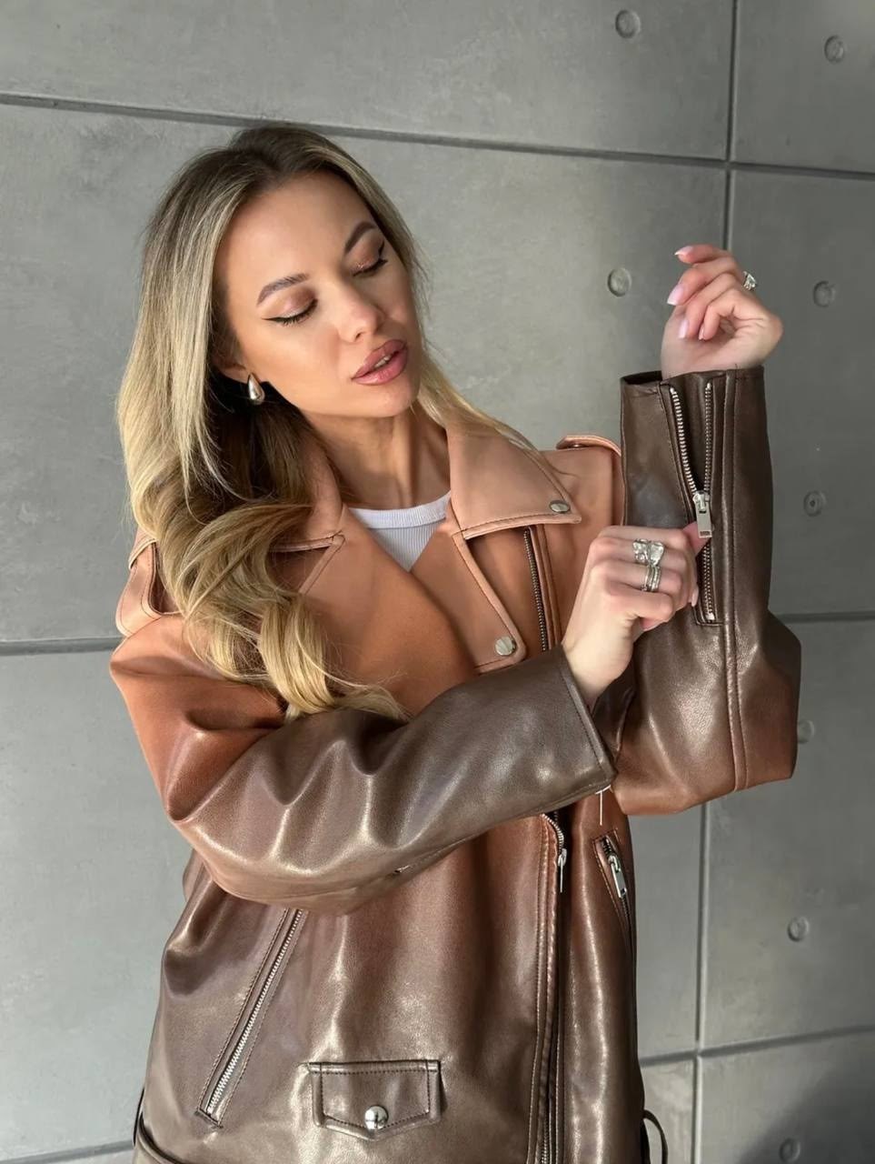 косуха кожаная куртка оверсайз демисезонная,косуха куртка кожаная оверсайз chauzi,кожаная куртка,куртка косуха,кожаная куртка косуха оверсайз