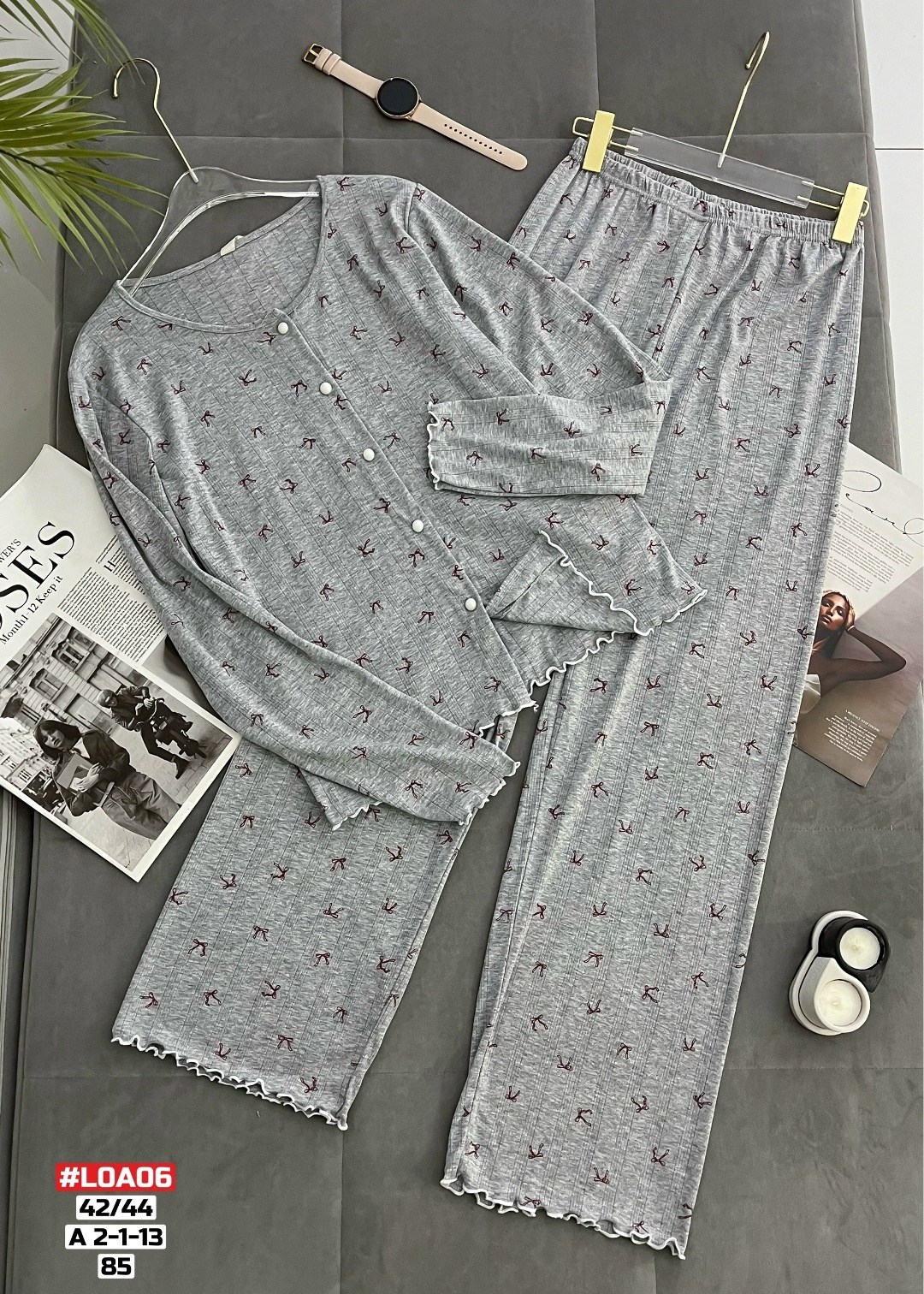 пижама женская,пижама,пижама с штанами,пижама серая,женская пижама комплект