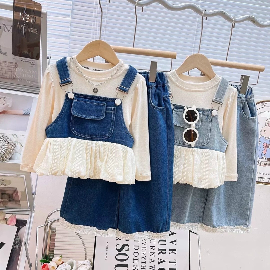 комплект одежды для девочек,джинсовый костюм для девочки,джинсовая платье,джинсовый сарафан детский,платье джинсовое для девочек