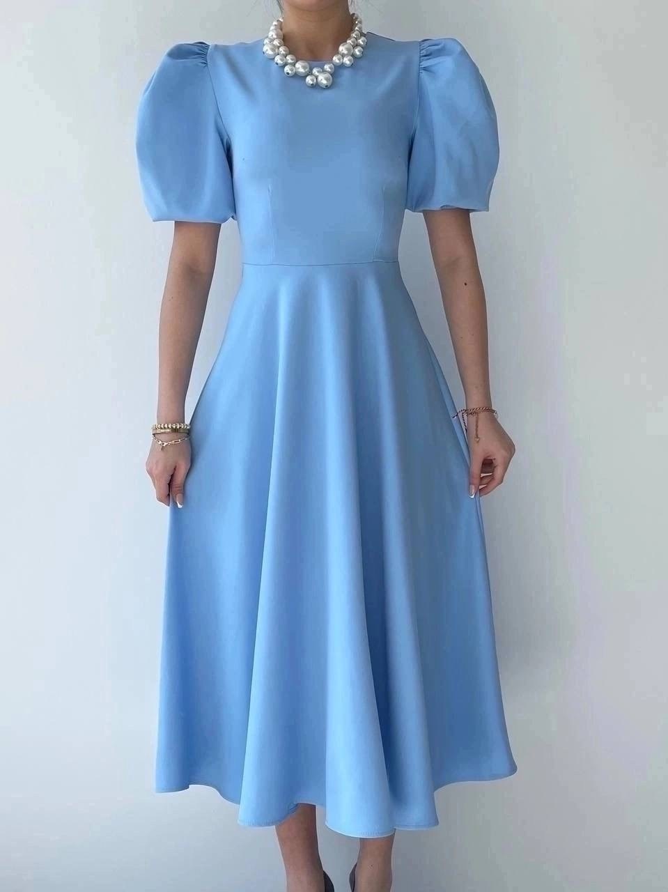 платье миди,женское платье,элегантное платье,голубое платье,платье