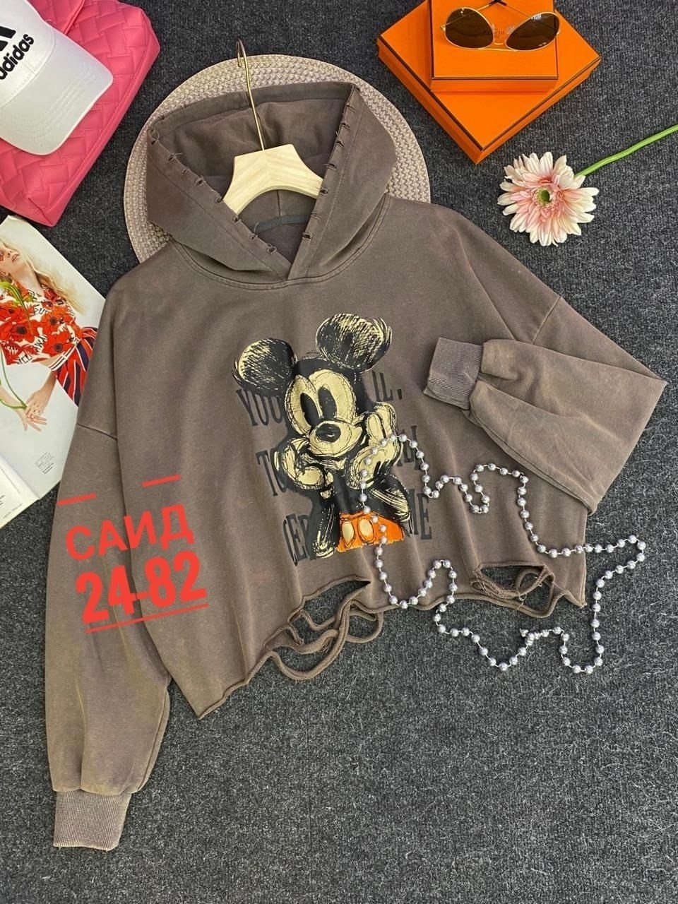 худи женское с капюшоном оверсайз серое варенка мики маус yunaz,женская кофта,толстовка,толстовка женская,толстовки худи