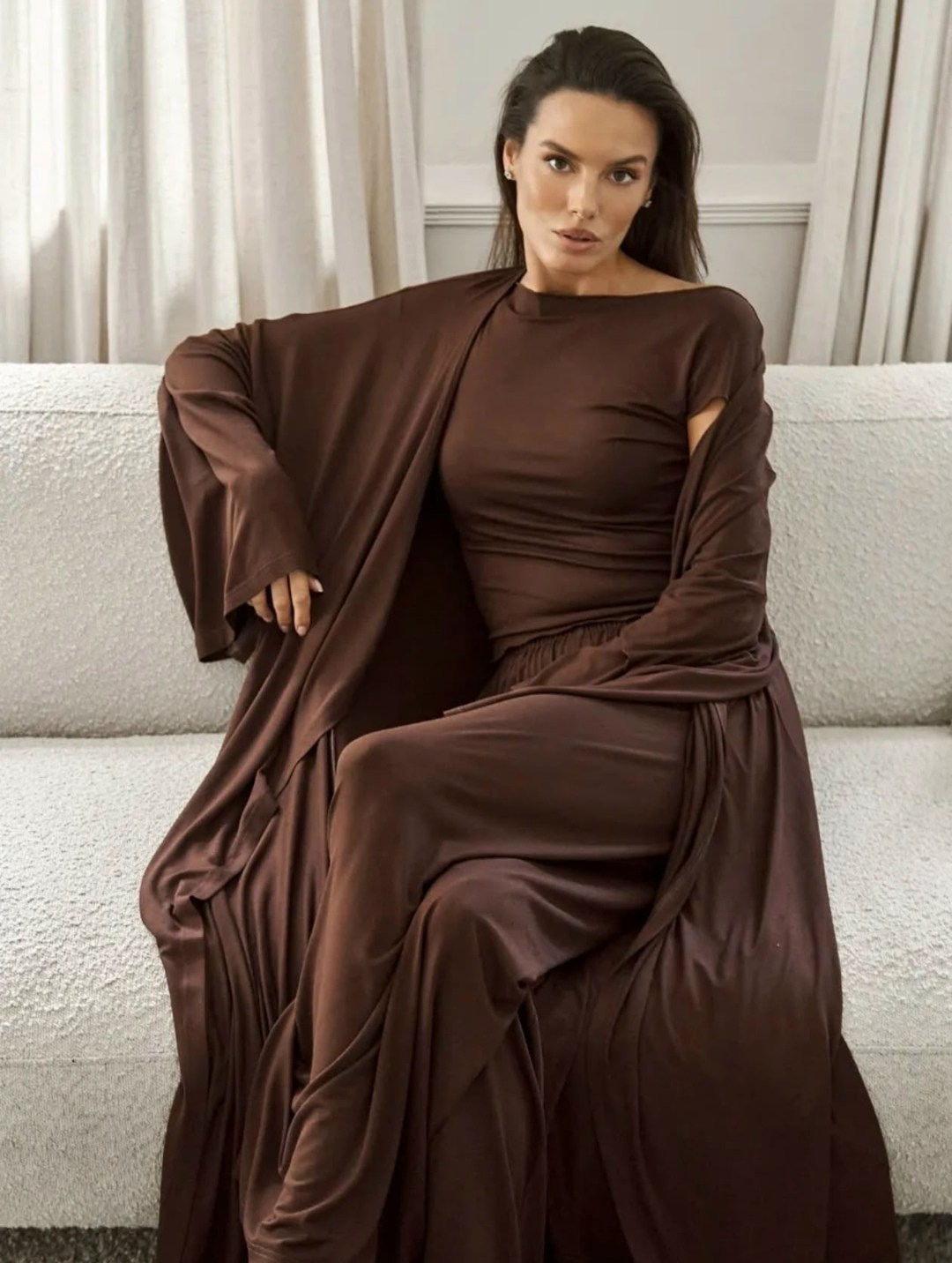 трикотажные костюмы,костюм женский,костюм с кардиганом,,блузка летучая мышь sahera rahmani