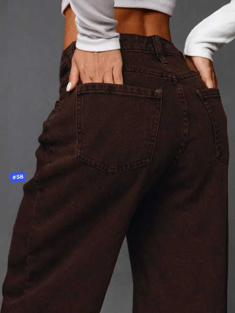 джинсы свободного кроя balloon fit bershka темно-коричневый,джинсы ультраширокие коричневые bershka,джинсы женский,джинсы-бочки bershka коричневый,брюки джинсы