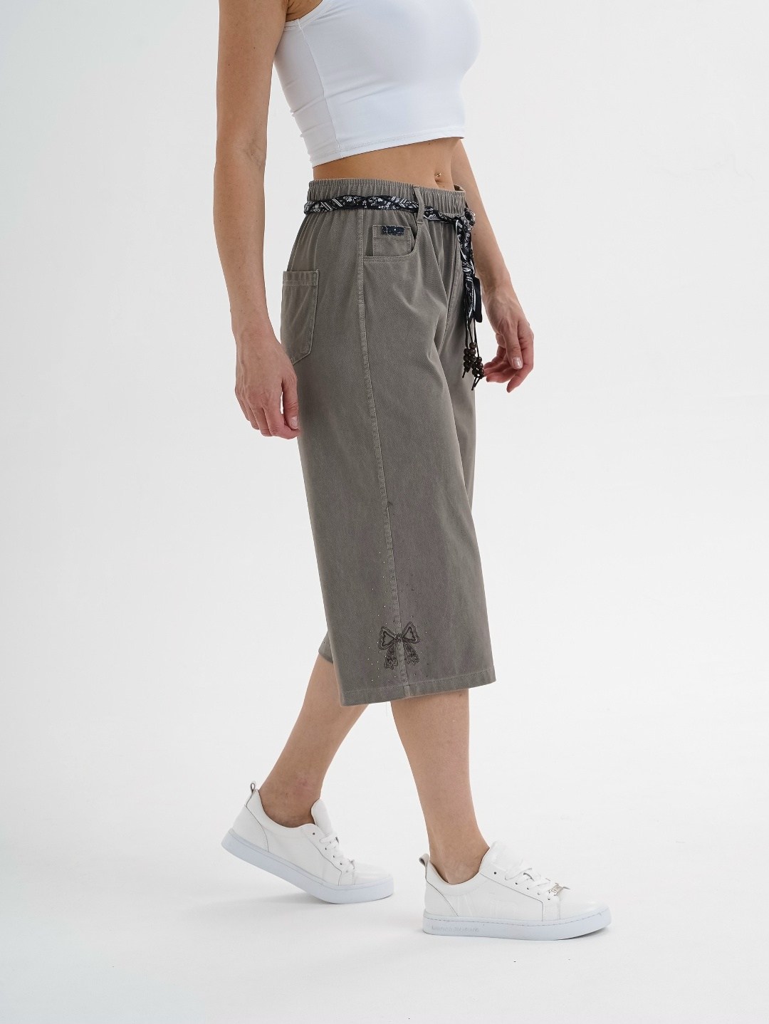 бриджи женские,брюки капри,повседневные брюки,кюлоты брюки,серые бриджи