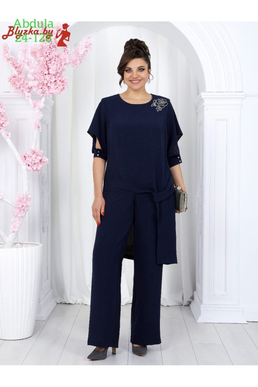 брючный костюм нинель шик 6051 синий двойка,брючный костюм нинель шик 6066 синий тройка,брючный костюм ninele арт: 6051,комплект брючный ninele 6051 синий,брючный комплект ninele 6066 василек