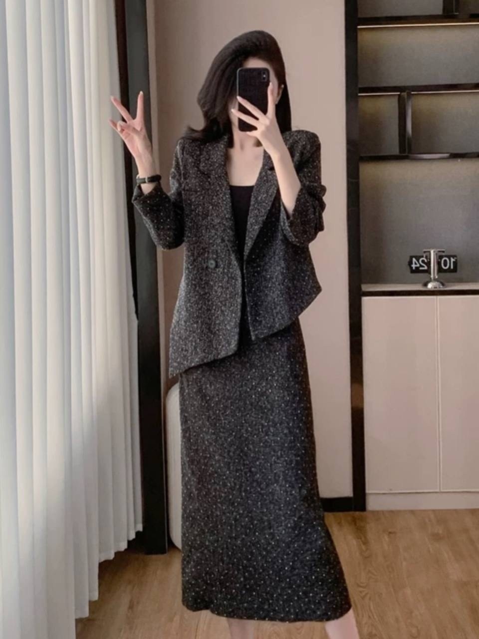 женский твидовый костюм из двух предметов,женский твидовый костюм из двух предметов wigadfhk,модный костюм,костюм с юбкой,костюм женский с юбкой