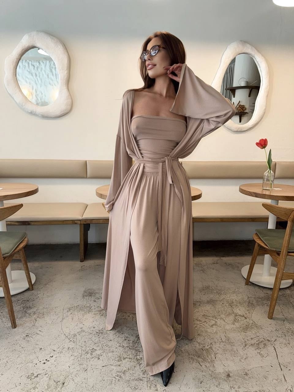 брючный костюм,костюм тройка (кардиган + топ + брюки) цвет черный,костюм тройка (кардиган + топ + брюки),,женский костюм