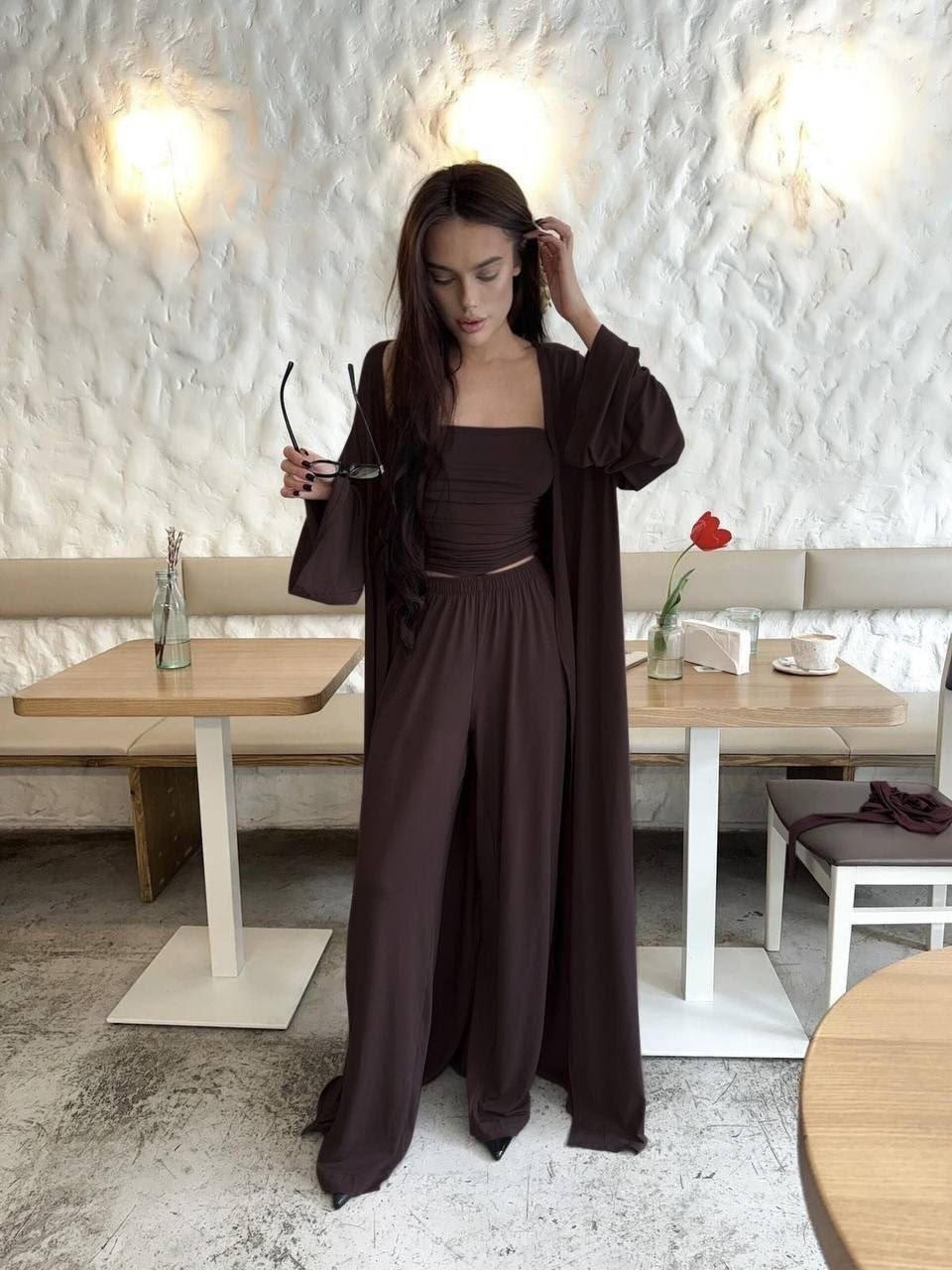 брючный костюм,костюм тройка (кардиган + топ + брюки) цвет черный,костюм тройка (кардиган + топ + брюки),,женский костюм