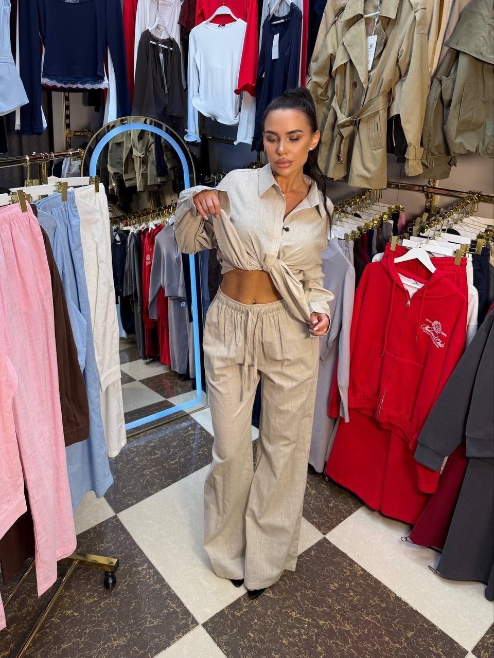 рубашка бежевая,,костюм женский,рубашка хлопок,костюм белый