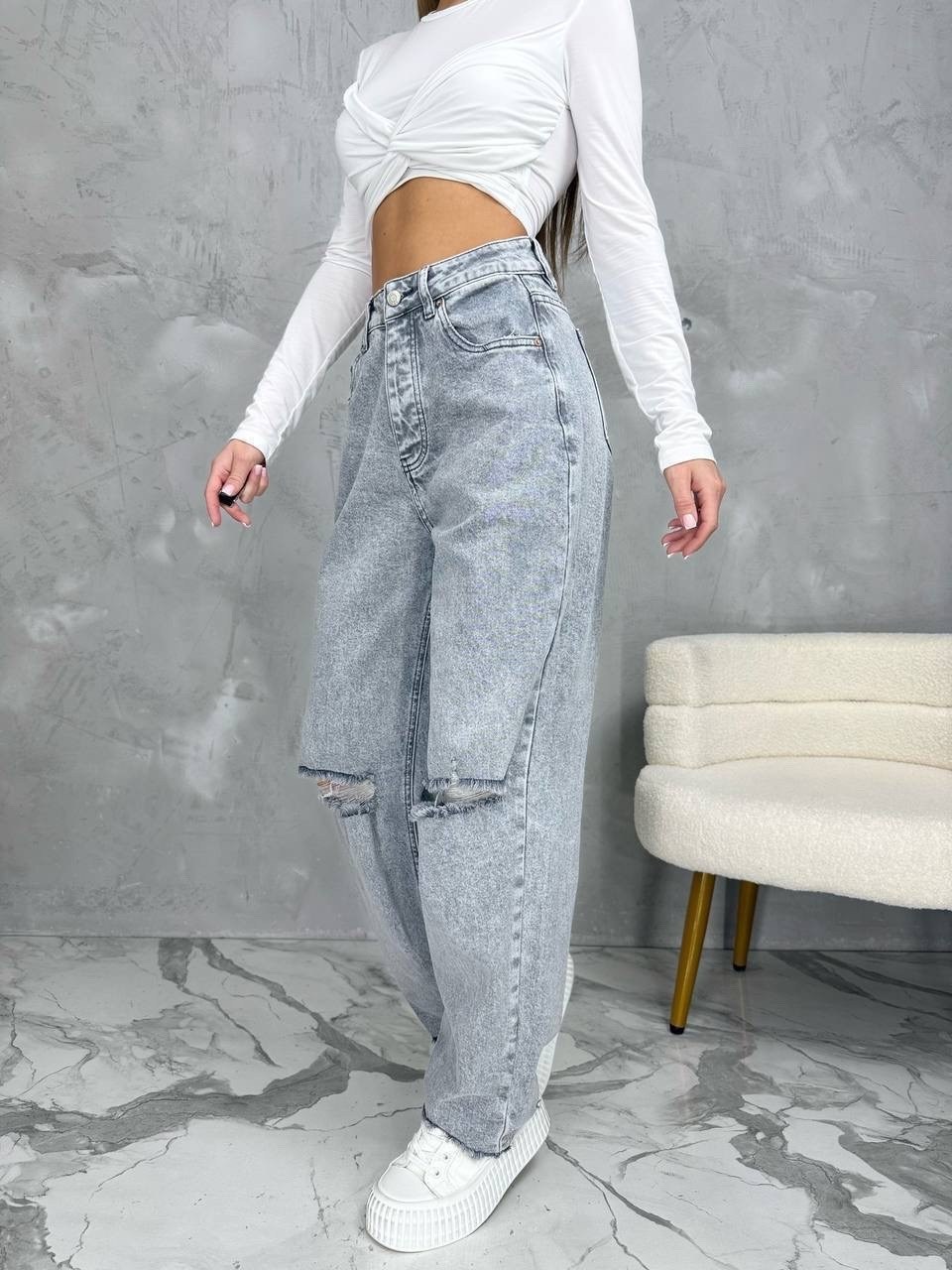 джинсы прямые палаццо рваные sena denim,джинсы женские широкие,джинсы палаццо,джинсы прямые палаццо с разрезами рваные sena jeans,джинсы широкие